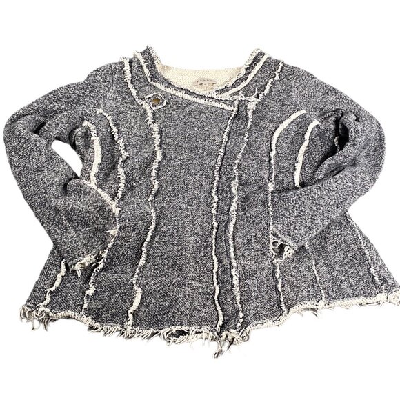 Shabby Chic Jacket Womens M Gray Heather Melange Distressed Raw Edge Grunge Y2K - Picture 2 of 16